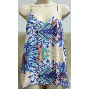 Karlie Multi Colored Print Halter A-line Lightweight Tank Top Women's Size Small